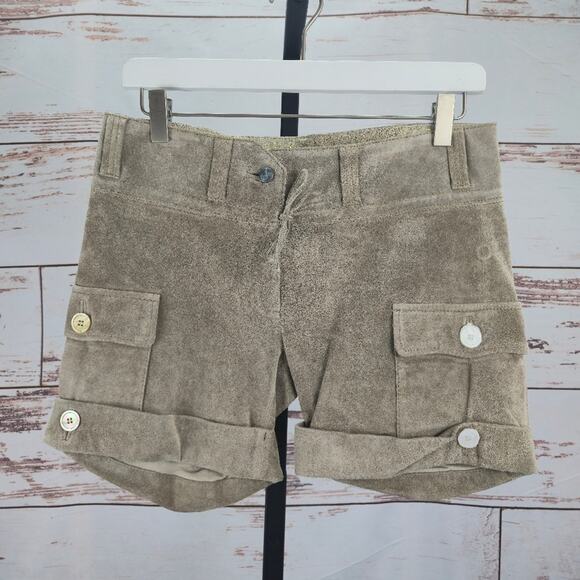 NWOT June 100% Suede Leather Cargo Shorts Size 27 - Picture 1 of 9